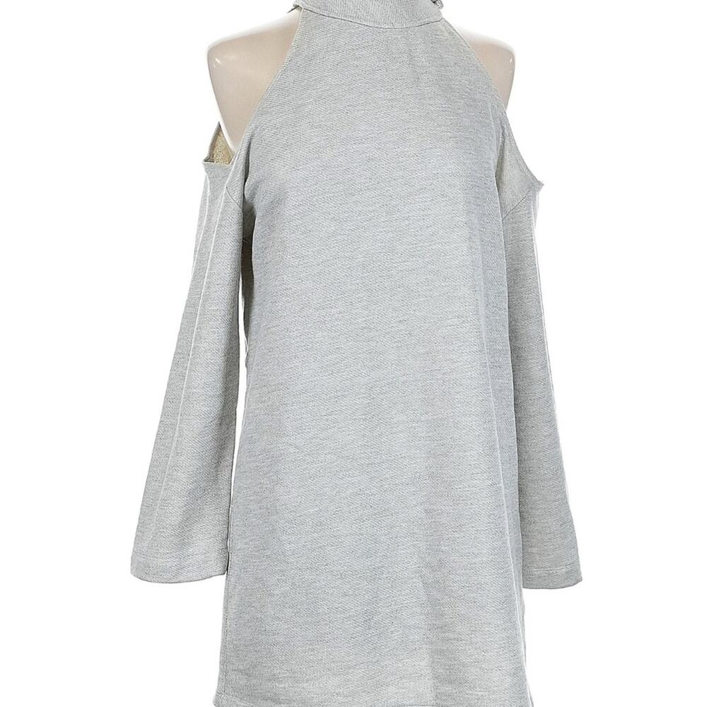 Reformation Light Gray Cold Shoulder Jersey Knit Sweater Size Small